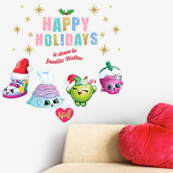 Arte Mural Shopkins™ de Navidad Personalizado